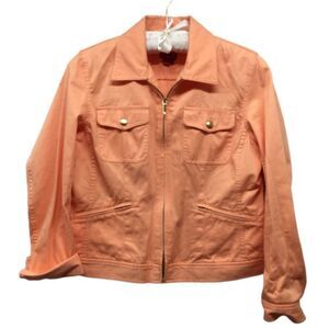 Chaps Peach Denim Classic Zip Front Jean Jacket L